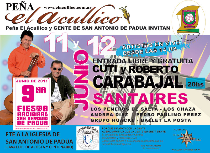 Cuti y Roberto Carabajal en la Fiesta Nacional de San Antonio de Padua